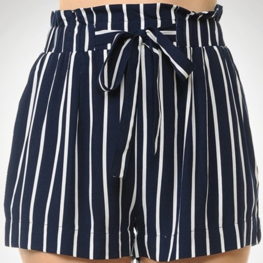 SHORTS striped tie pockets ladies womens summer - Picture 3 of 4
